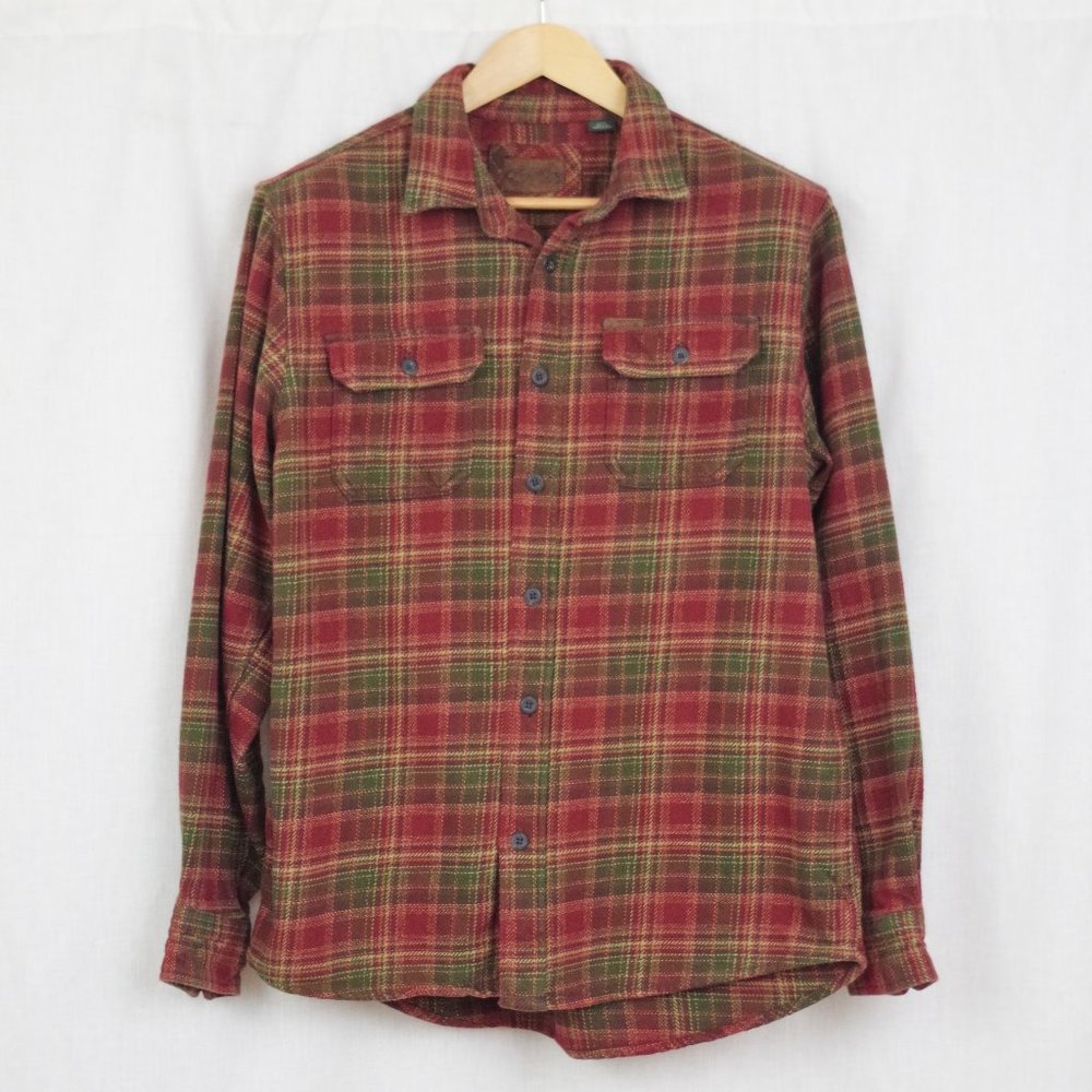 ORVIS Long Sleeve Heavy Flannel Check Shirt, Men's Size M cotton blue type Vintage Second Hand